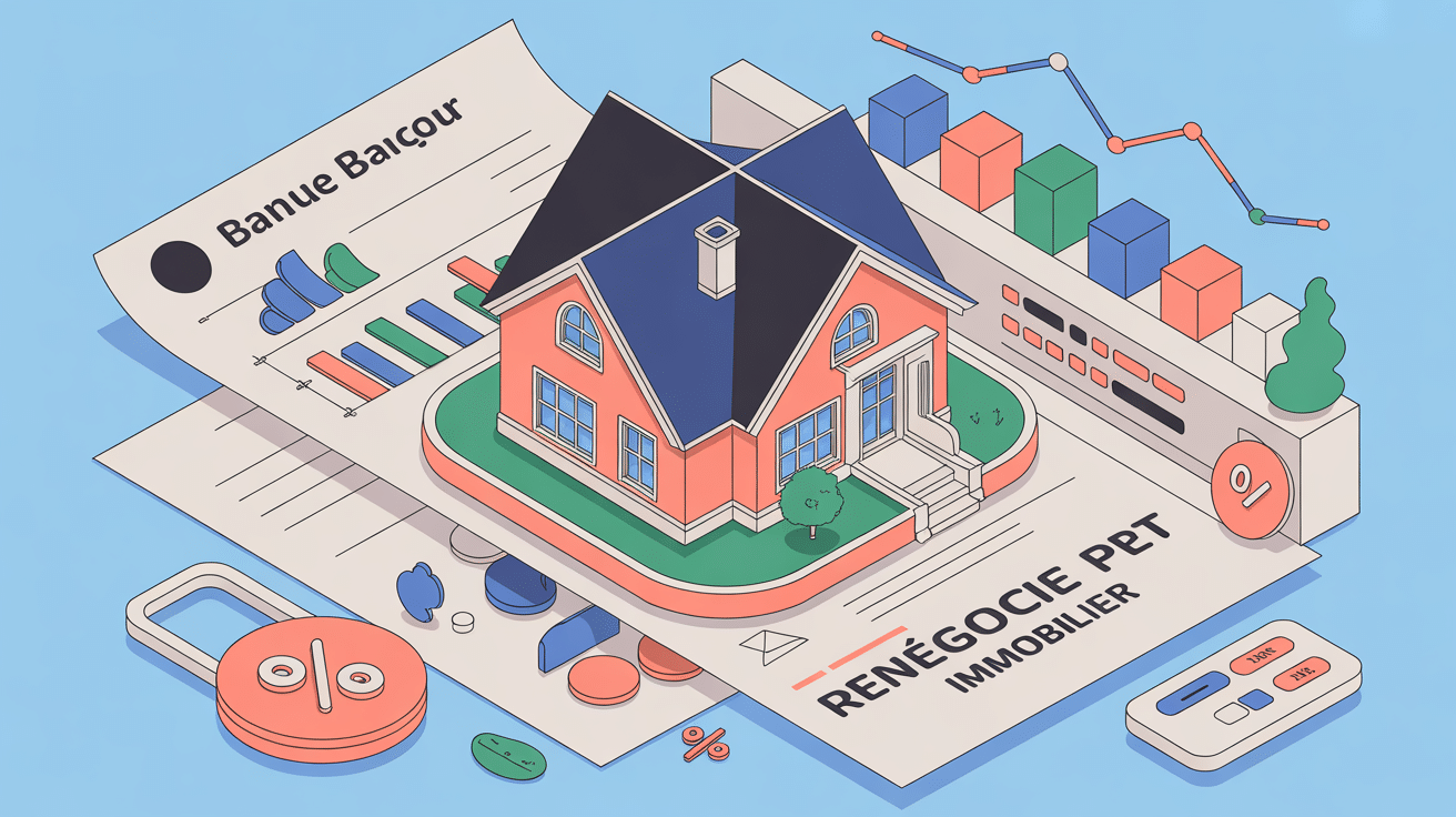 arguments pour renégocier son prêt immobilier, illustration maison et documents bancaires