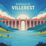 Illustration paysage du barrage de Villerest et lac