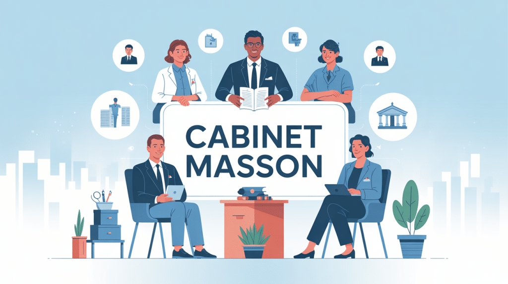 cabinet masson illustration avec avocats médecins notaires experts-comptables architectes