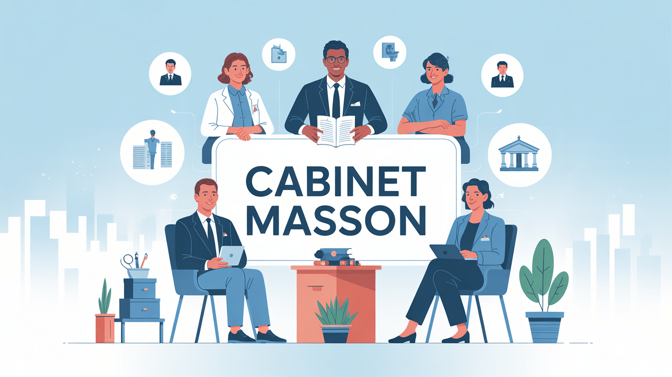 cabinet masson illustration avec avocats médecins notaires experts-comptables architectes