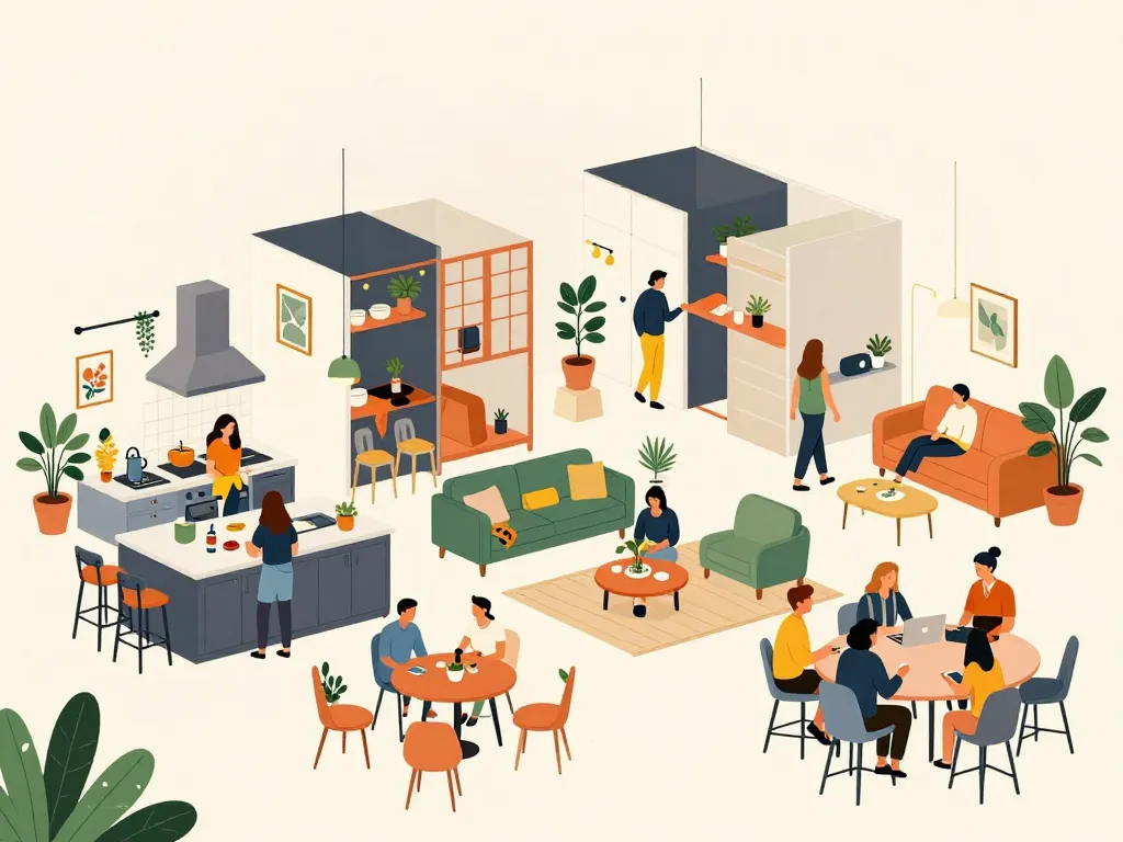coliving définition illustration organisation intérieure