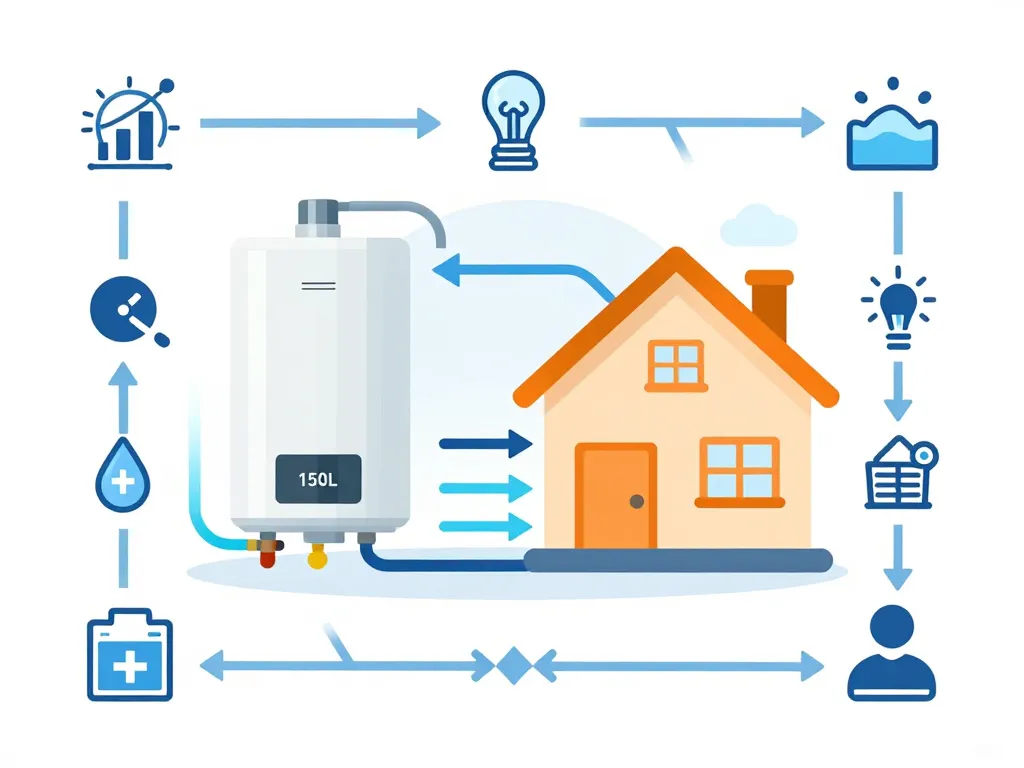 Schéma consommation kwh chauffe-eau 150l par jour quotidien, énergie, isolation, température