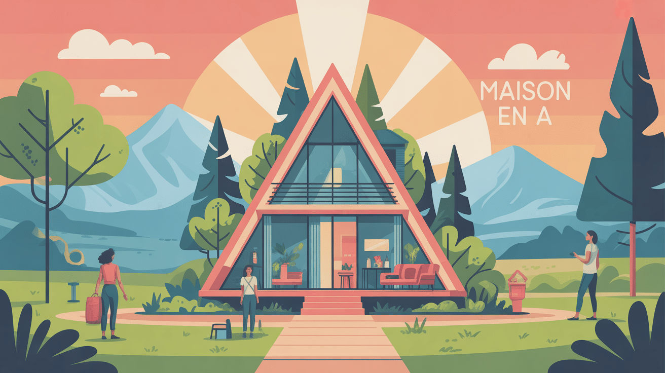 illustration construction maison en a style moderne nature