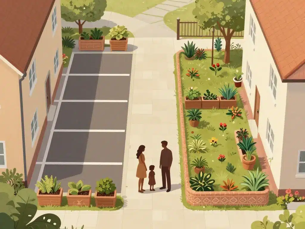 cour commune entre 2 maisons organisation pratique et aménagement