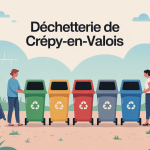 Scène stylisée déchetterie Crépy en Valois dépôt déchets