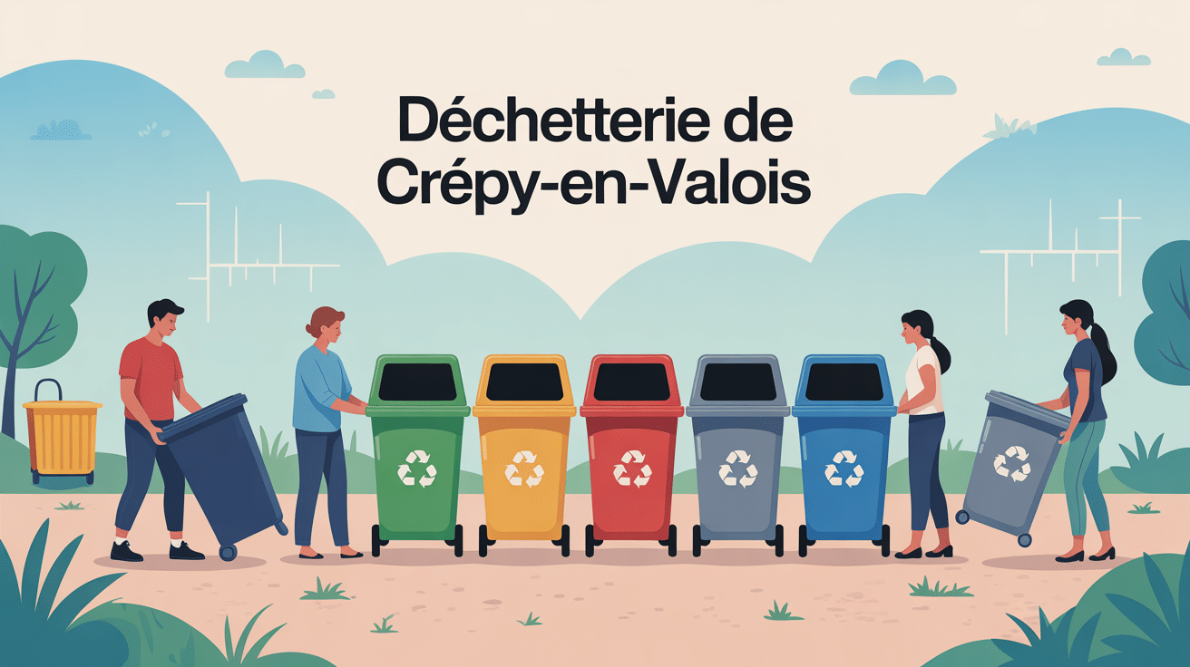 Scène stylisée déchetterie Crépy en Valois dépôt déchets