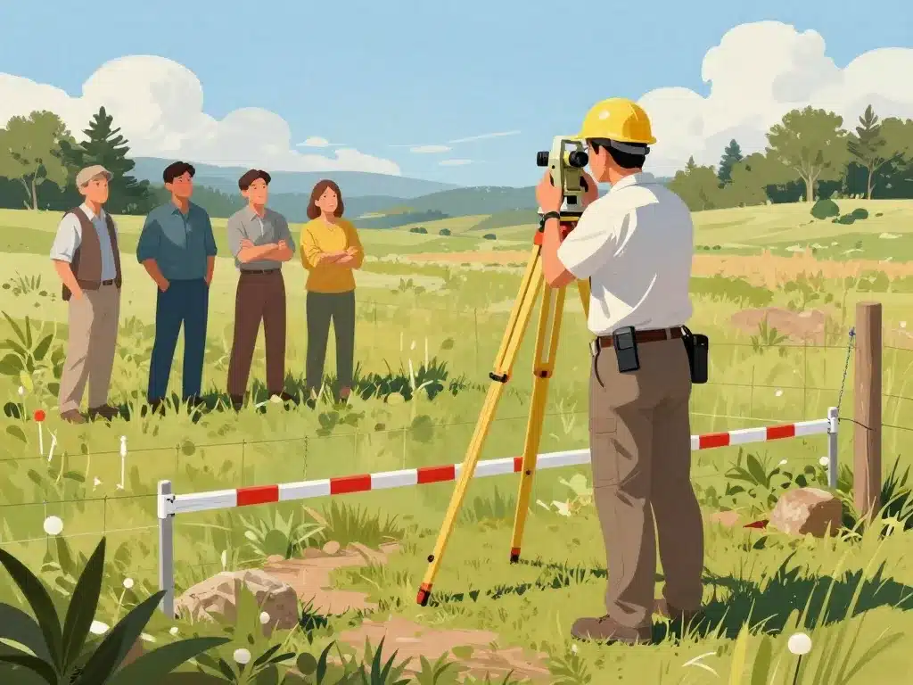 processus bornage sur terrain déjà clôturé image