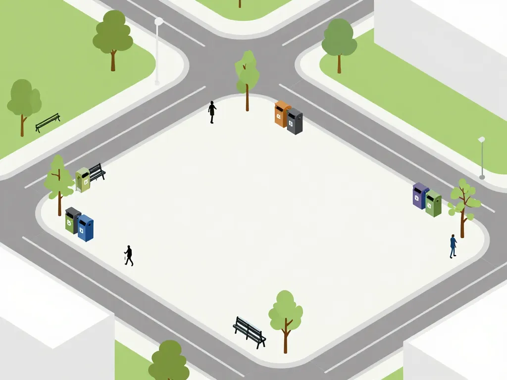 emplacement poubelles publiques dans square et parc urbain