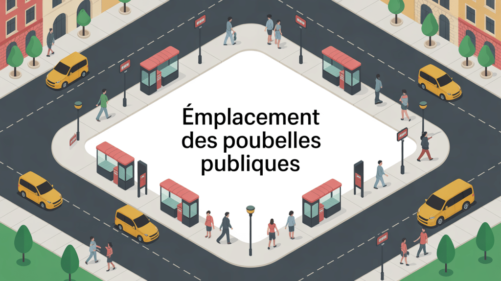 emplacement poubelles publiques dans une ville propre