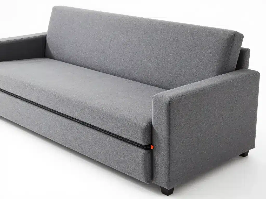 housse bz 140 avec fermeture éclair zoomée sur le zip du canapé