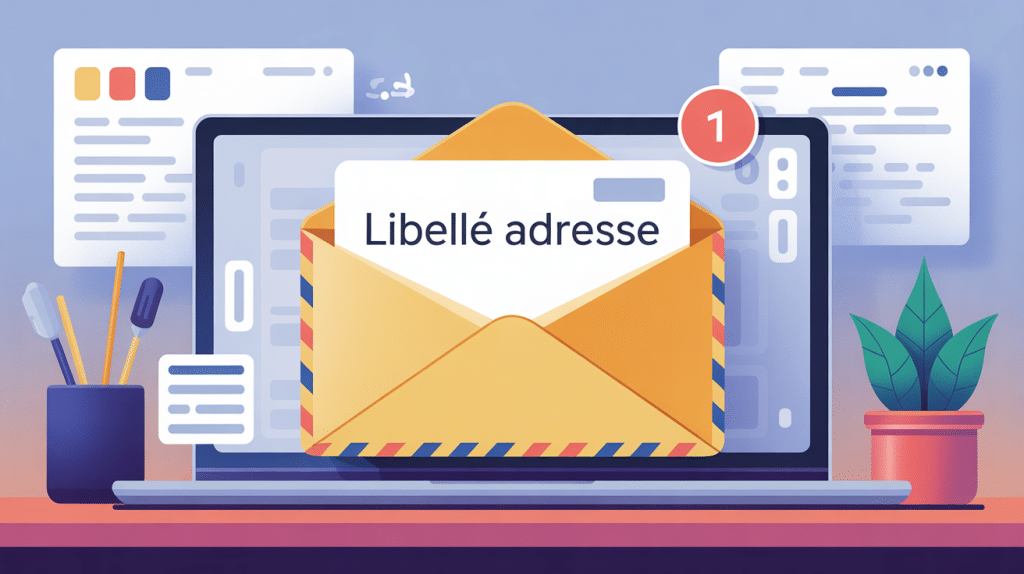 libellé adresse enveloppe stylisée structuration