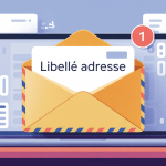 libellé adresse enveloppe stylisée structuration