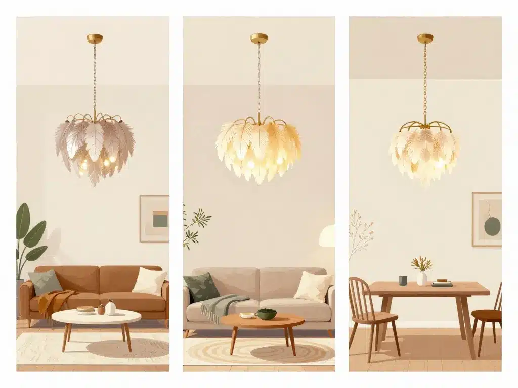 lustre plume adapté à différents styles déco