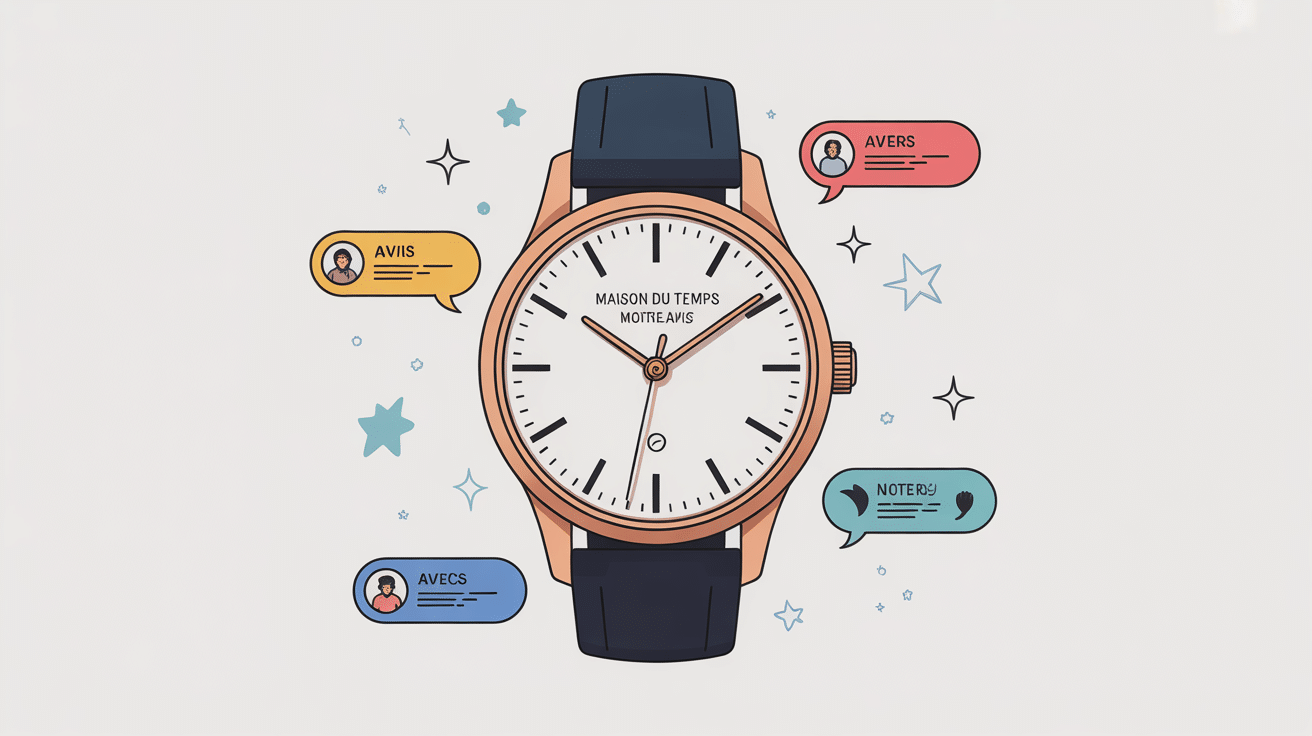 maison du temps montre avis illustration centrale et bulles d'avis