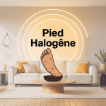 illustration pied halogene salon lumineux chaleureux et alternatives LED