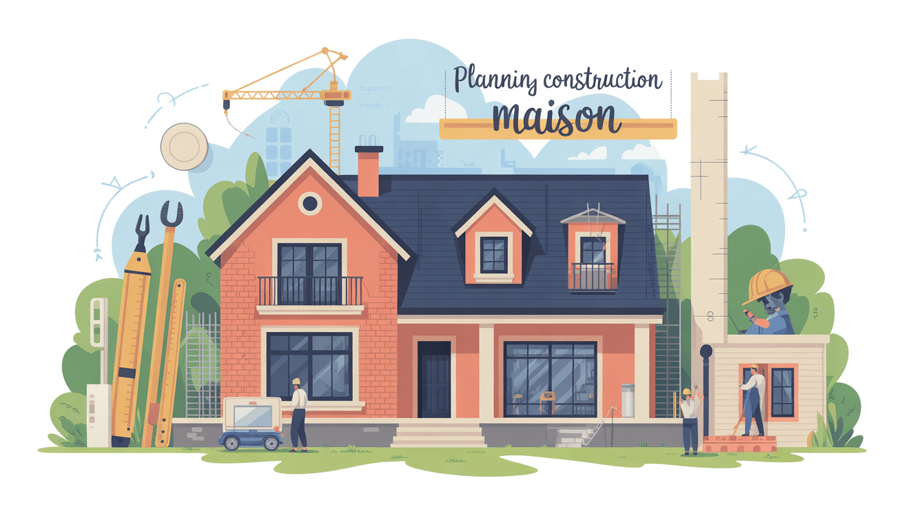 planning construction maison illustration vectorielle outils