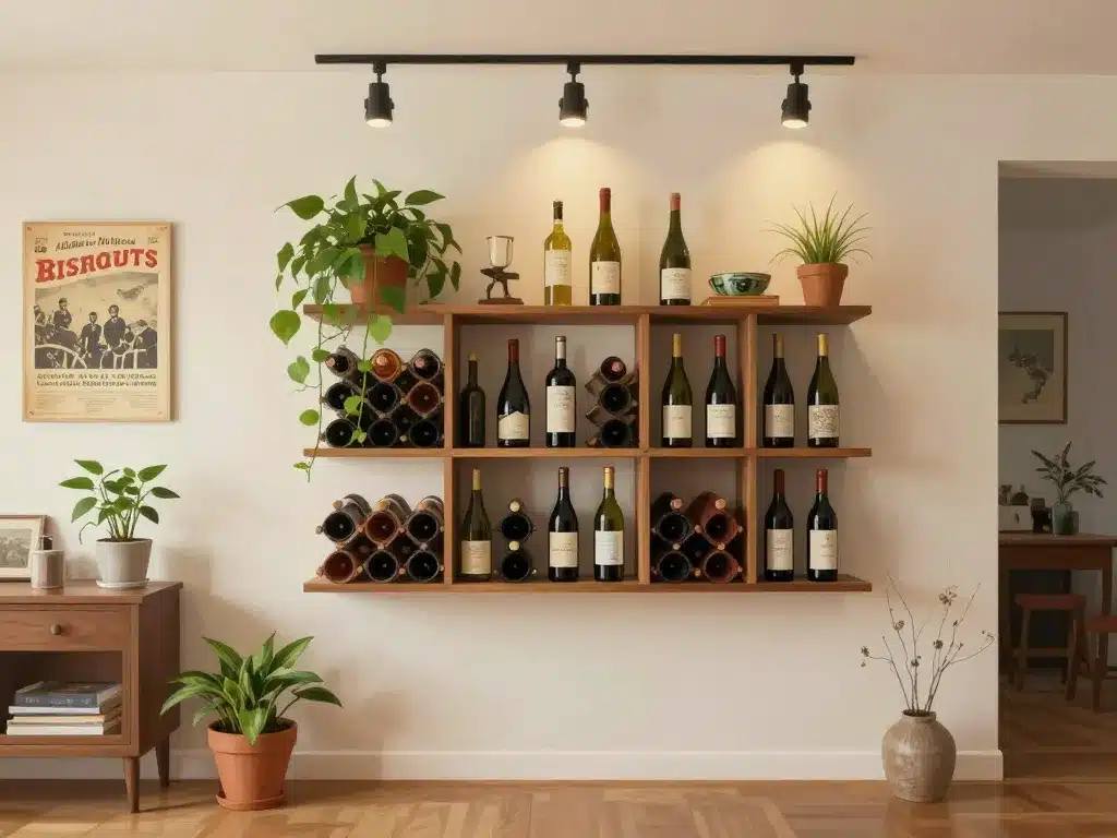 porte bouteille mural dans salon avec déco inspirante