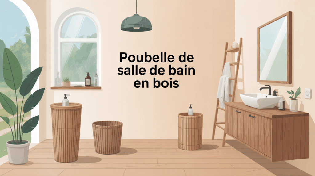 illustration poubelle de salle de bain bois esthétique pratique durable