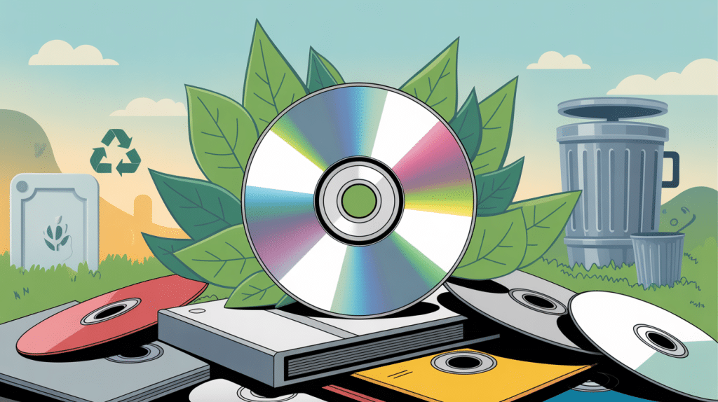 illustration du recyclage cd poubelle jaune avec déchèterie et tri