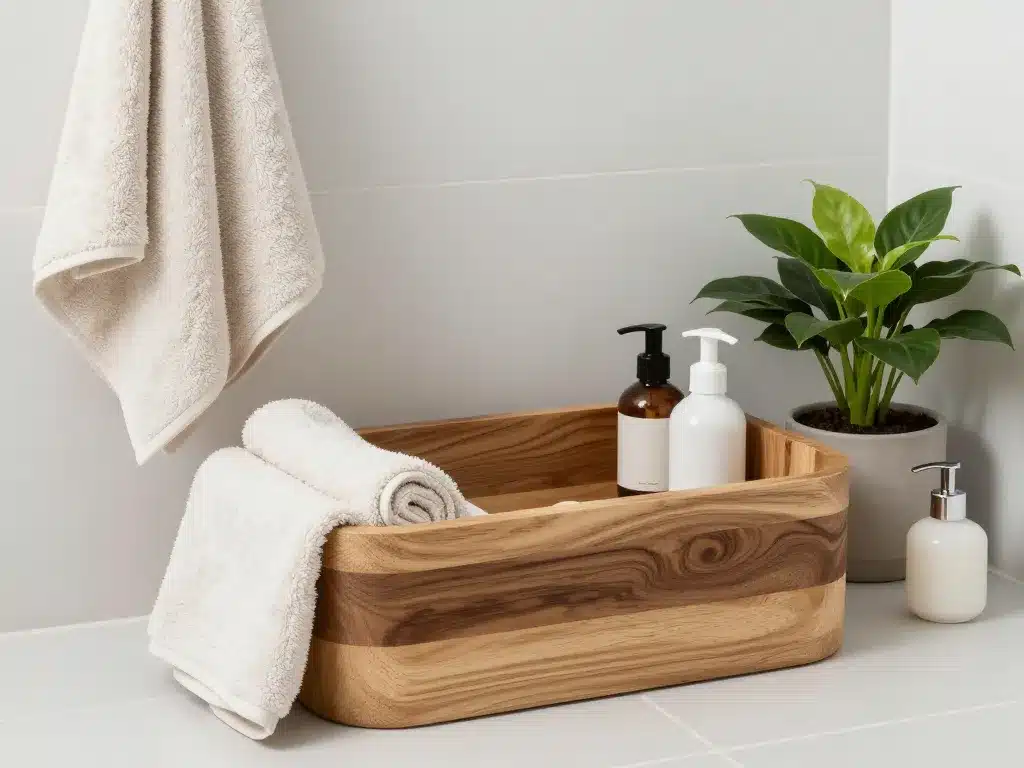poubelle de salle de bain bois design spa scandinave