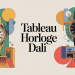 tableau horloge dali sur fond abstrait avec montres molles