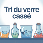 illustration tri du verre cassé quelle poubelle conteneurs