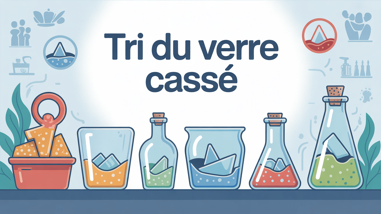 illustration tri du verre cassé quelle poubelle conteneurs