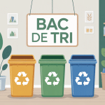 Illustration bac de tri colorés dans un intérieur moderne