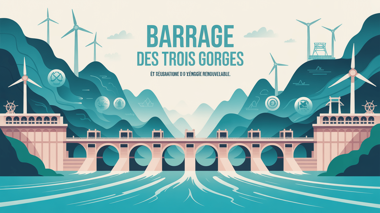 Illustration du barrage des Trois Gorges sur le Yangzi Jiang