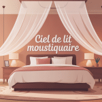 Chambre moderne avec ciel de lit moustiquaire décoration