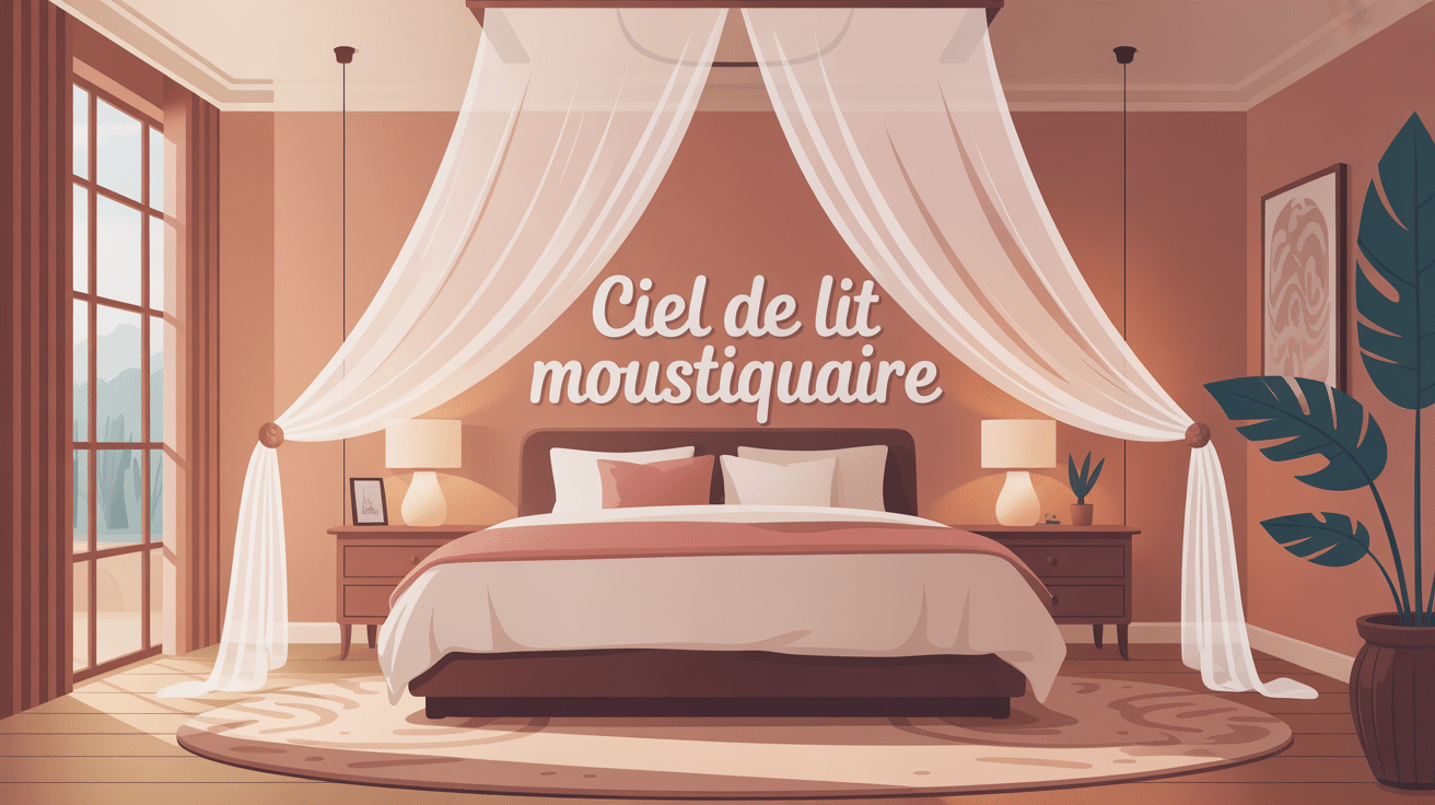 Chambre moderne avec ciel de lit moustiquaire décoration