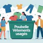 illustration tri recyclage dans quelle poubelle jeter les vêtements usagés