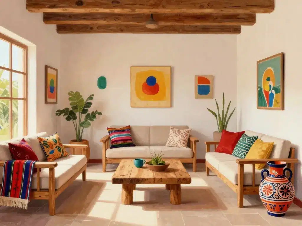 Esprit deco mexicaine couleurs vives et matières naturelles