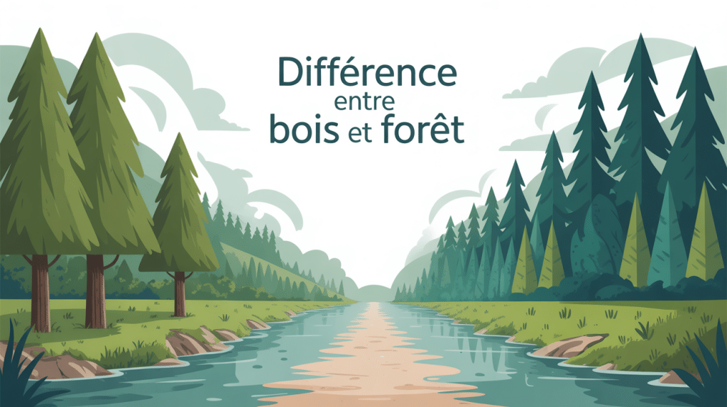 illustration différence entre bois et forêt, bois clairsemé forêt dense