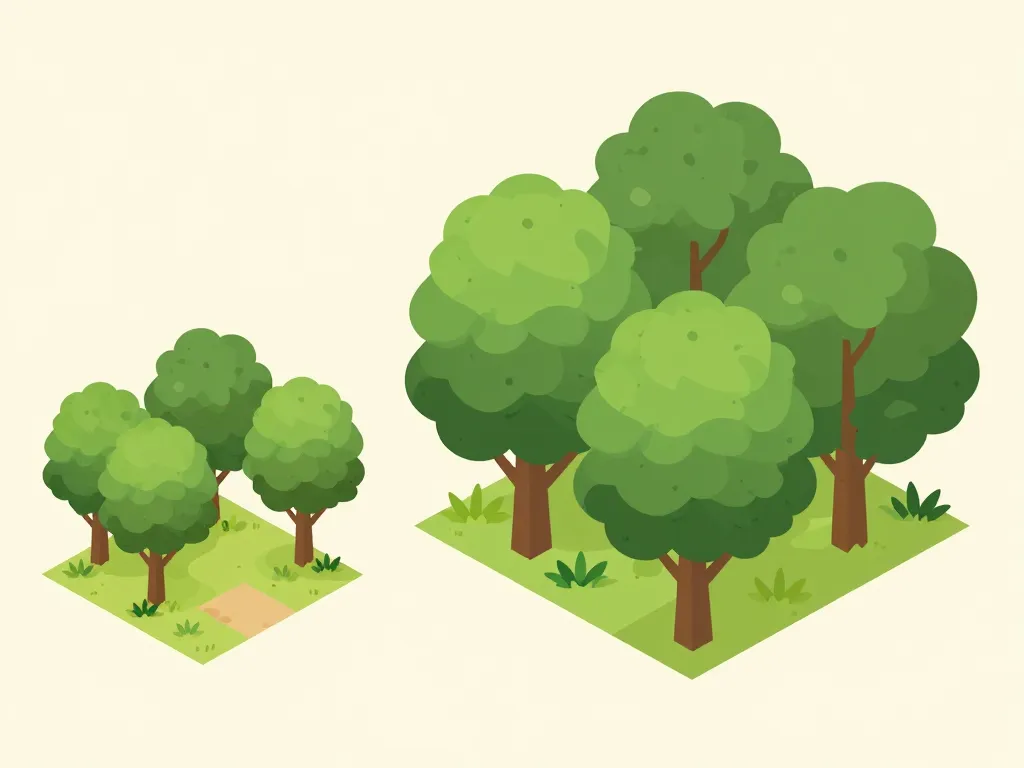 diagramme comparaison différence entre bois et forêt, structure visuelle
