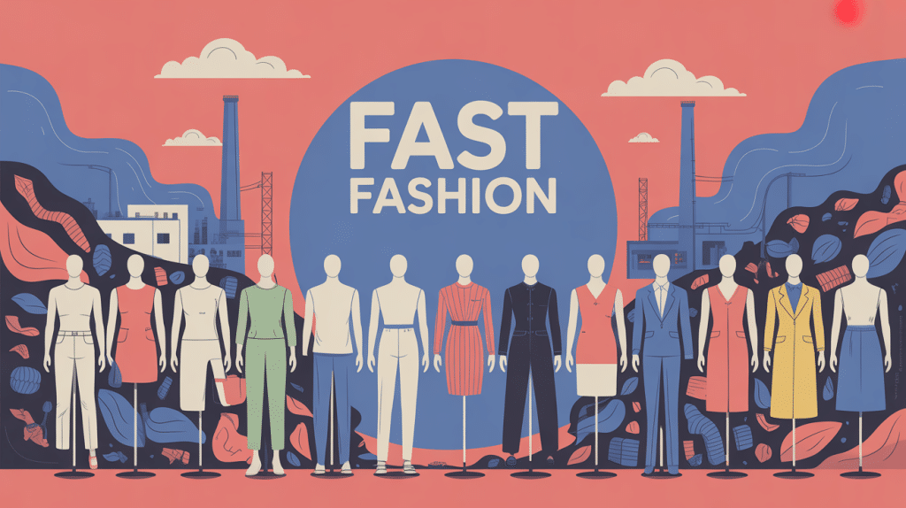 Fast fashion impacts sur la planète et la société illustration
