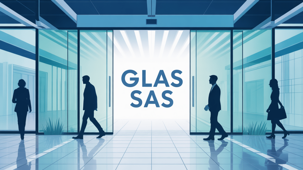 Illustration centrale de glas sas pour entrée moderne