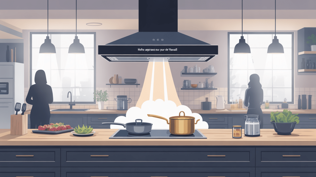 hotte aspirante sur plan de travail design moderne