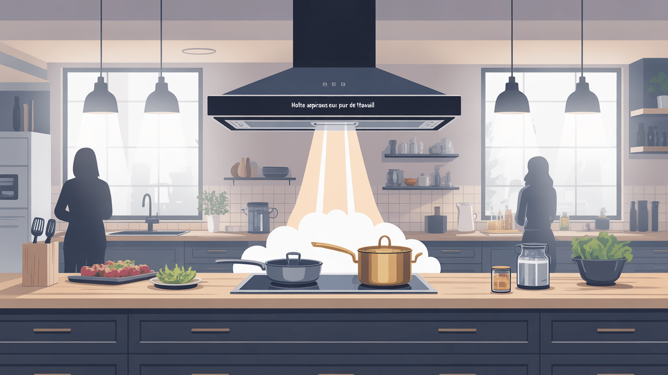 hotte aspirante sur plan de travail design moderne