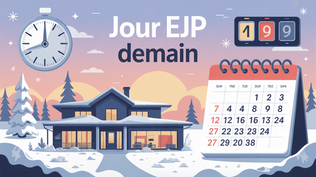 Illustration jour EJP demain avec maison connectée et calendrier hivernal