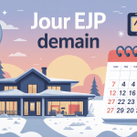 Illustration jour EJP demain avec maison connectée et calendrier hivernal