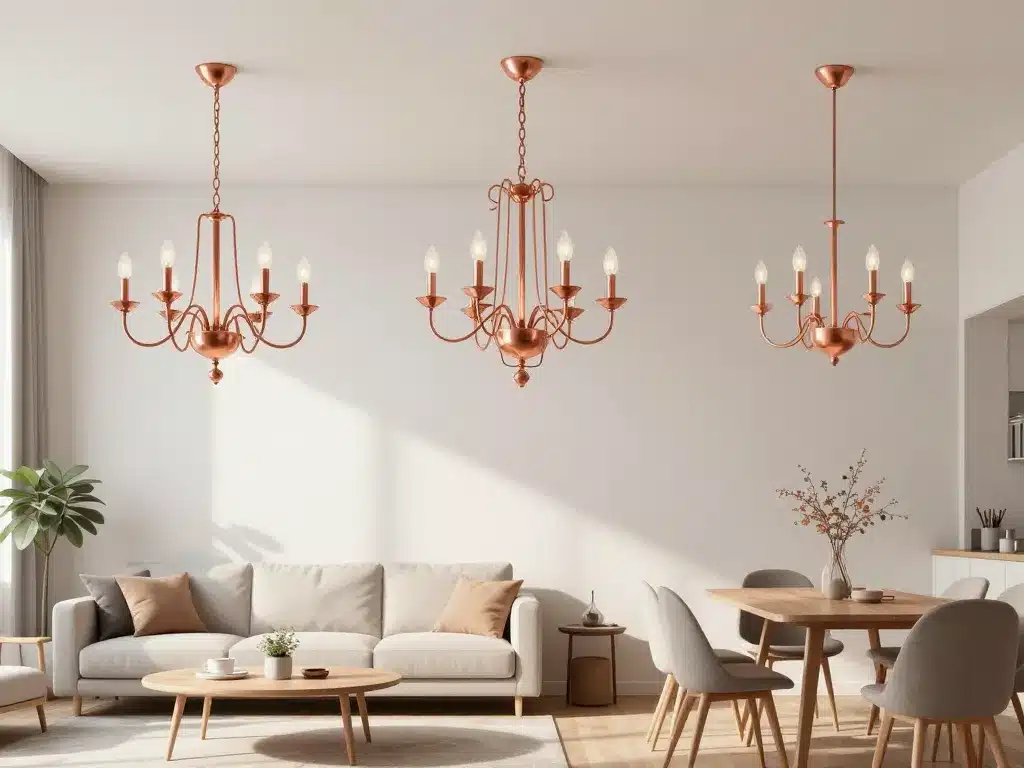 lustre en cuivre différents formats selon pièce