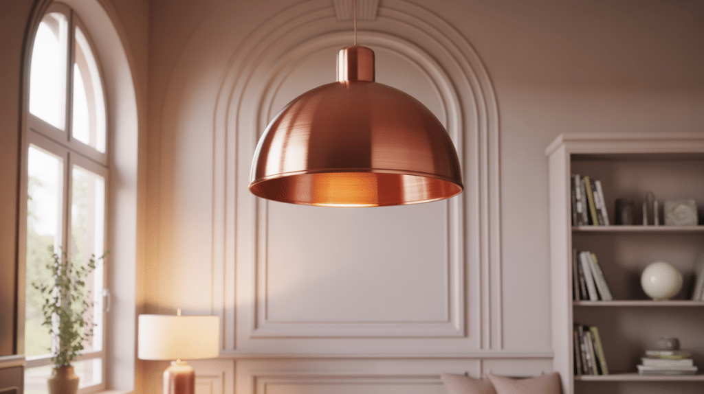 lustre en cuivre élégant dans intérieur moderne