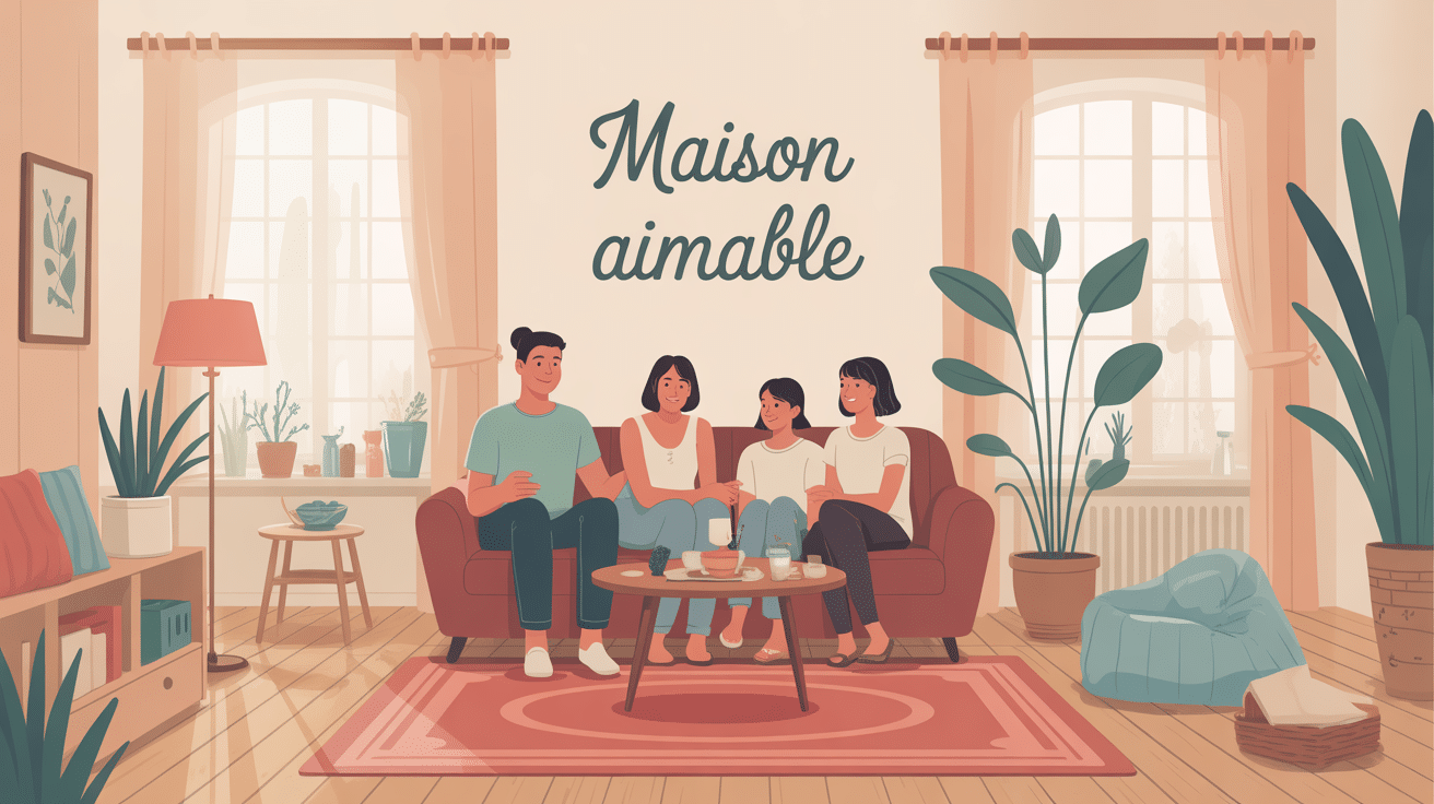 Intérieur maison aimable chaleureux lumière douce déco naturelle famille