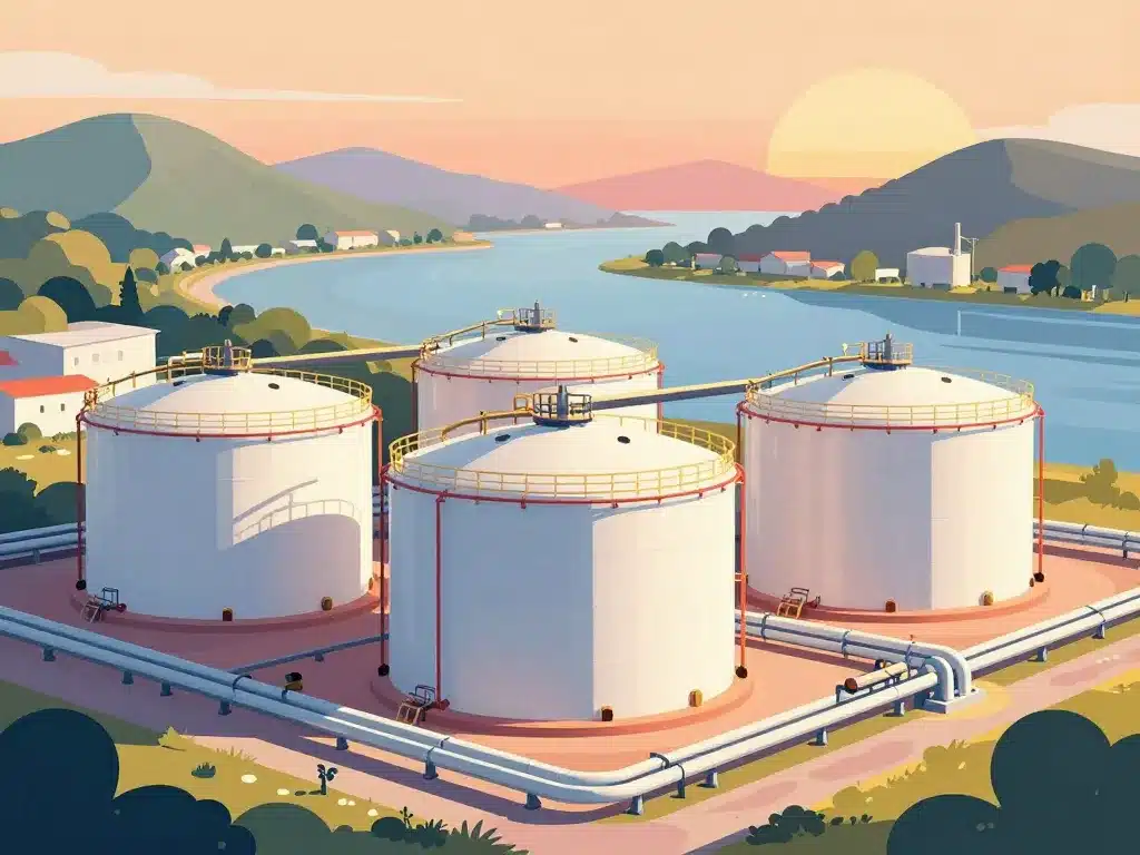 Photos de la raffinerie Montélimar cuves et paysage