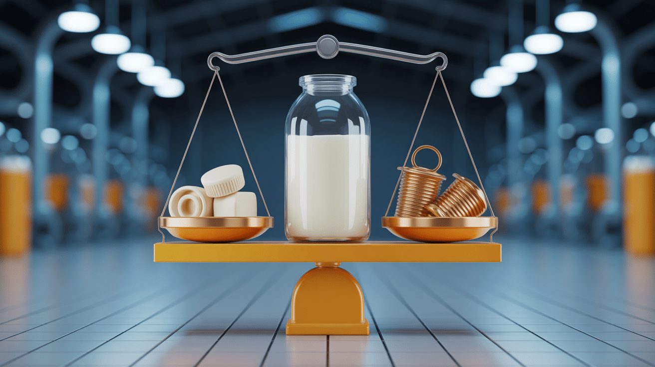 Illustration du prix du laiton au kilo avec balance et robinet