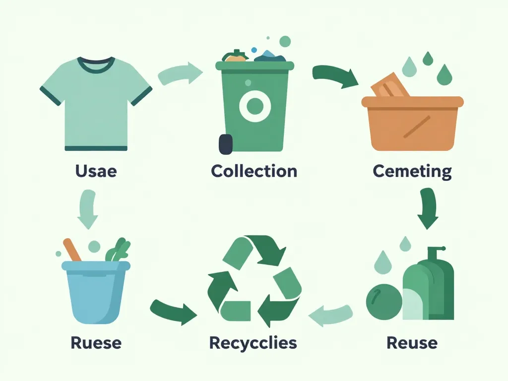 Schéma recyclage vetement cycle et écologie