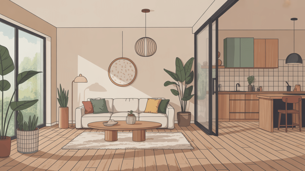 Sol en liège avantages et inconvénients, illustration intérieur moderne