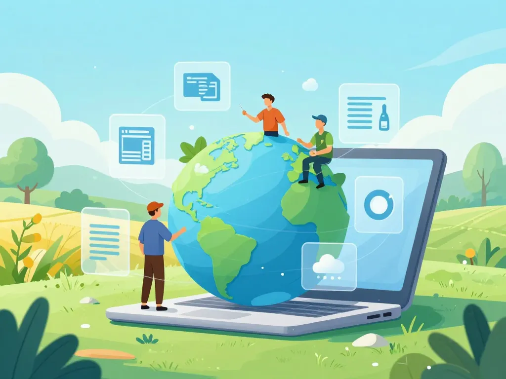 univers terre net digital agricole illustration