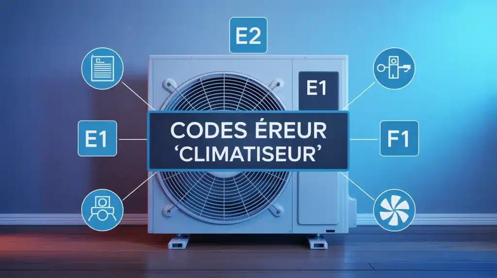 code erreur climatiseur pdf sur écran digital avec icônes techniques